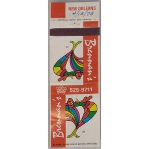 Vintage Matchbook Cover Brennans Restaurant New Orleans LA Rooster